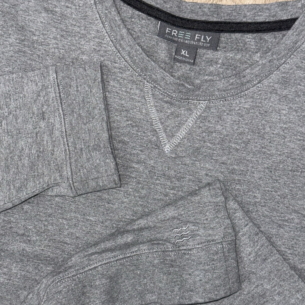 Free Fly Bamboo Lightweight Fleece Crew Men's XL Grey Performance Sweatshirt